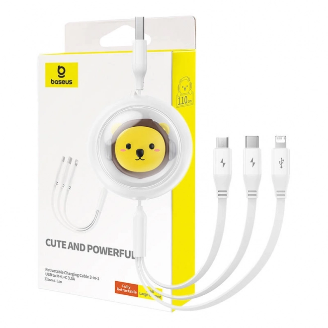 Baseus 3 az 1-ben töltőkábel USB, Micro USB, Lightning 1,1 m fehér