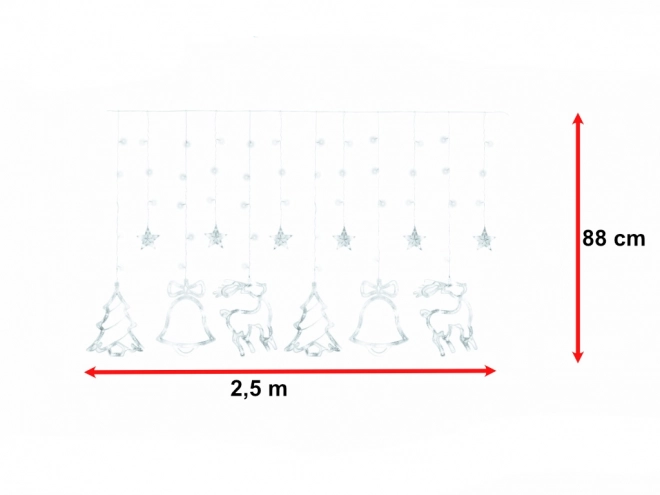 karácsonyi led függöny rénszarvassal – hideg fehér