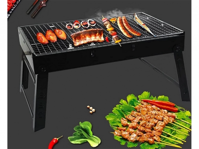 Hordozható összecsukható faszenes grill kempingezéshez és BBQ-hoz