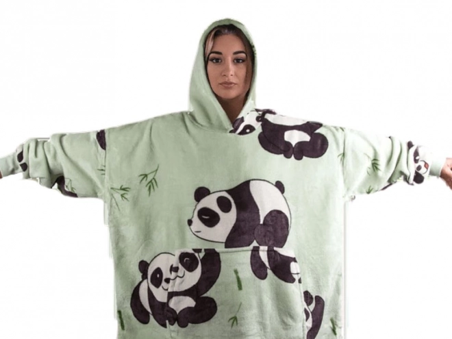 Puha panda takaró pulóver kapucnival