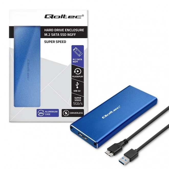 Alumínium kék M.2 SATA SSD ház USB 3.0-val