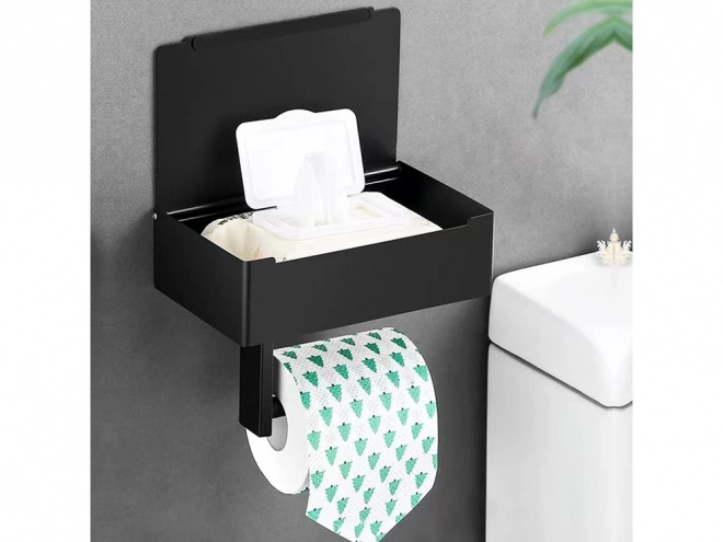 Loft stílusú fekete WC papírtartó doboztartóval