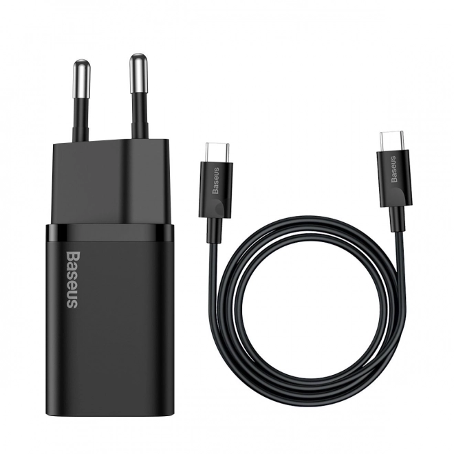 Baseus Super Si gyorstöltő 1C 25W USB-C kábellel 1m fekete