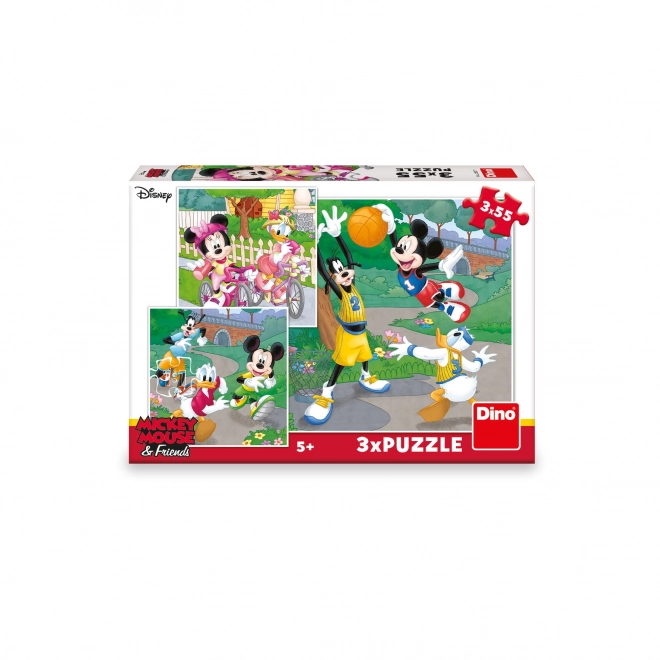 Dino puzzle Mickey Mouse és barátai 3x55 darabos