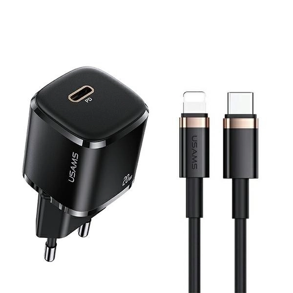 Usams ultra kompakt hálózati töltő 1xUSB-C 20W + Lightning kábel