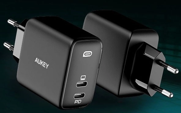 Aukey Omnia Duo kompakt GaN hálózati töltő 2x USB-C