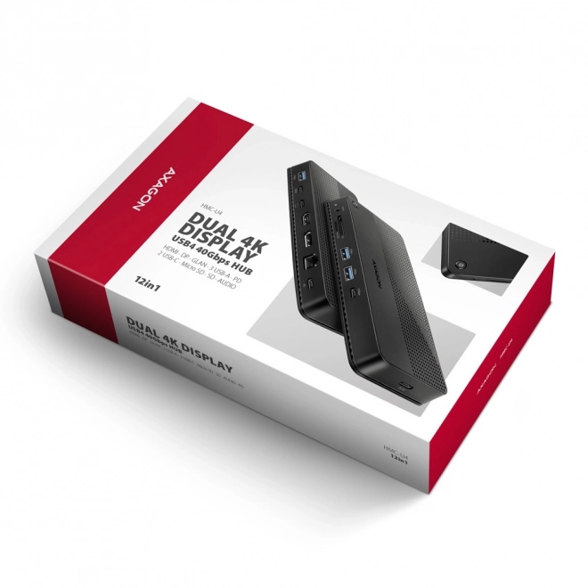 Axagon USB-C dokkolóállomás 12 az 1-ben USB4 HDMI Power Delivery-vel