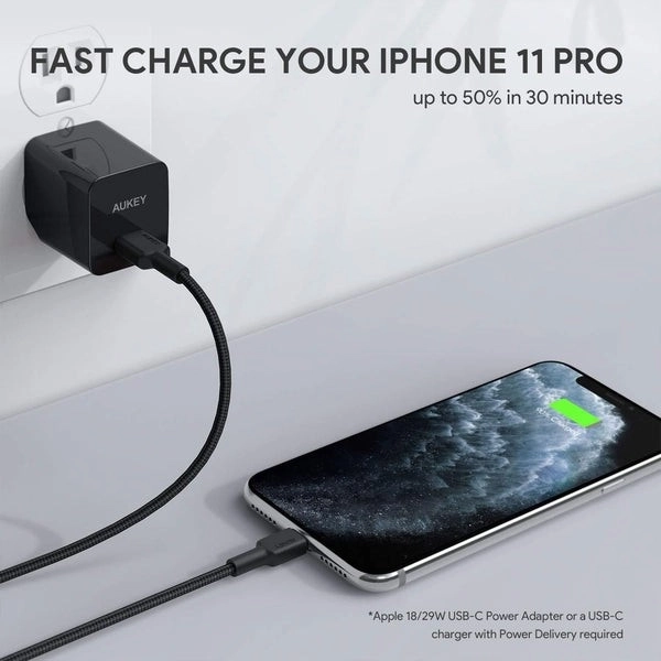 Nylon Lightning-USB C kábel 2m – AUKEY