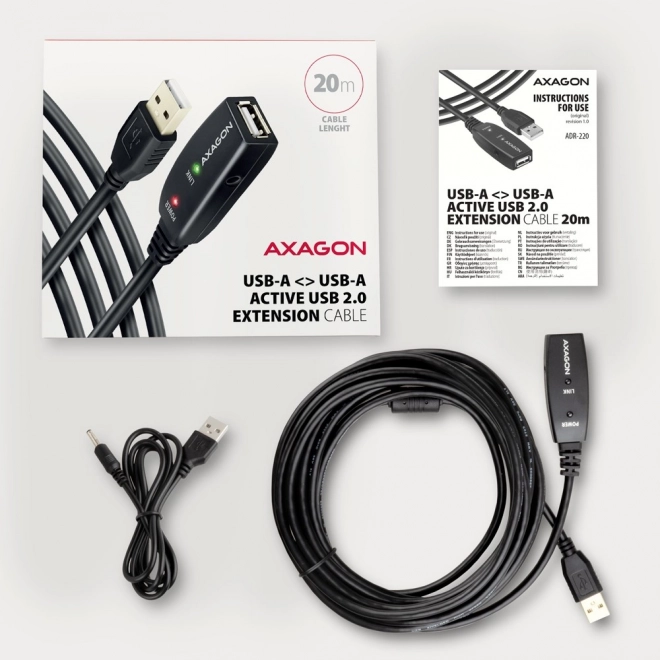 Usb-hosszabbító és jelerősítő kábel 20m - AXAGON