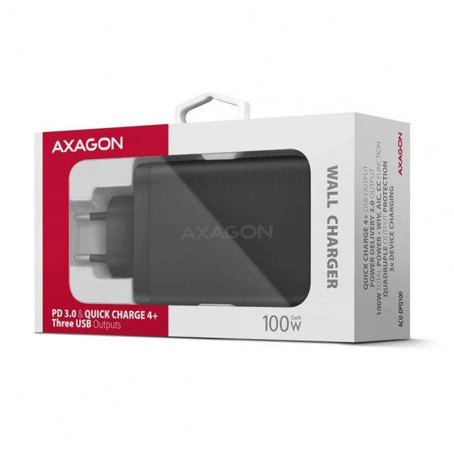 Gyors töltő AXAGON ACU-DPQ100 100W GaN 3 az 1-ben