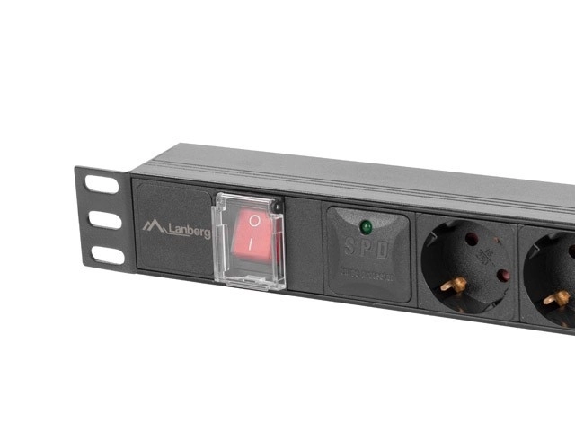 Lanberg 19" Rack PDU elosztó 1U 16A 5xSchuko 2m fekete
