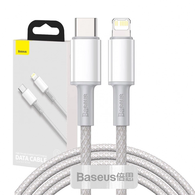 usb-c lightning kábel Baseus fonott, 20W, PD, 2m (fehér)