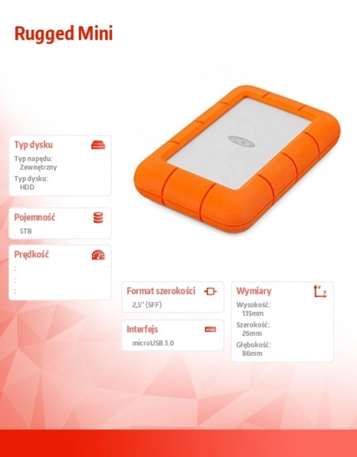 Lacie Rugged Mini külső merevlemez 5TB USB 3.0
