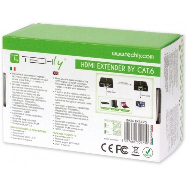 Hdmi jelerősítő Cat6/Cat7 kábelen, 60m, FullHD 3D, fekete
