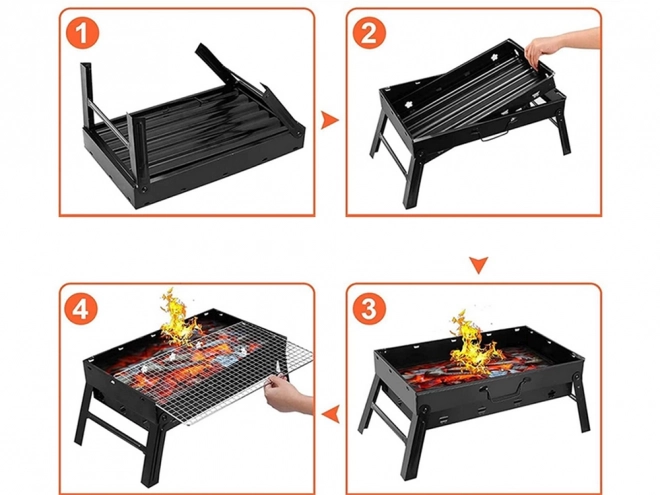 Hordozható összecsukható faszenes grill kempingezéshez és BBQ-hoz