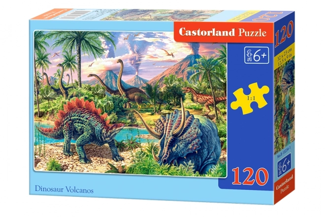 dinoszauruszok vulkánoknál puzzle 120 darabos - castorland