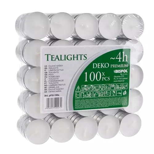 Paraffin tealight gyertyák szett - 100 darab