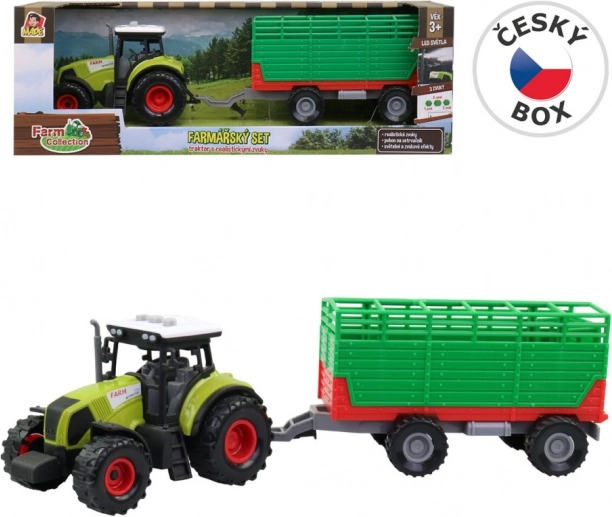 Traktor lekapcsolható pótkocsival, fénnyel és hanggal