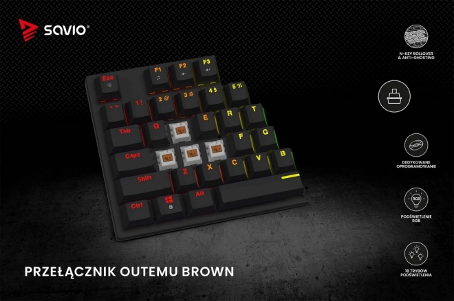 Mechanikus billentyűzet Savio Tempest X2 RGB Outemu Brown