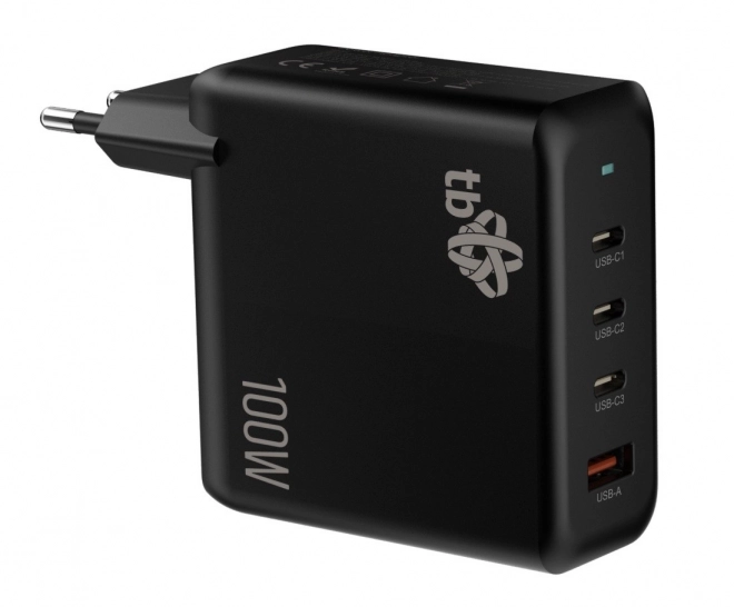 Töltő 3x USB C + USB A Power Delivery fekete 100W