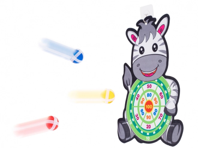 Gyermekjáték céltáblával és tépőzáras labdákkal Zebra
