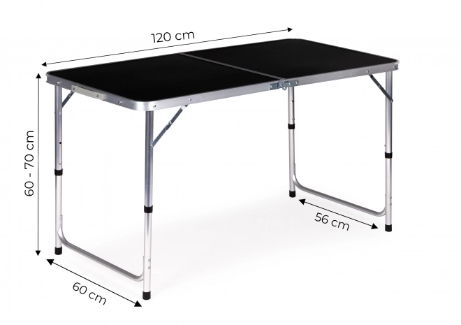 Hordozható asztal összecsukható kempingasztal fekete lap 120 x 60 cm