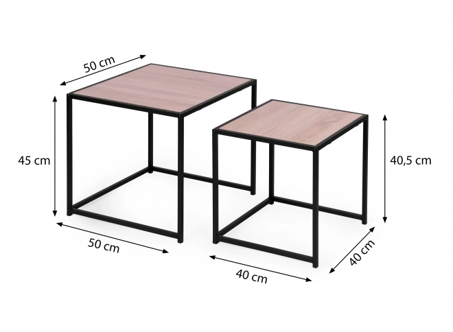 Loft stílusú kávézóasztal szett 2 darabos