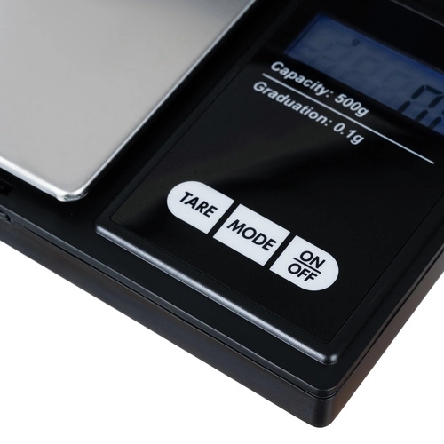 Zsebméretű digitális mérleg 0,1 g pontossággal és 500 g kapacitással