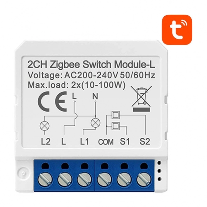 ZigBee okos kapcsoló modul Avatto, semleges vezeték nélkül, TUYA kompatibilis