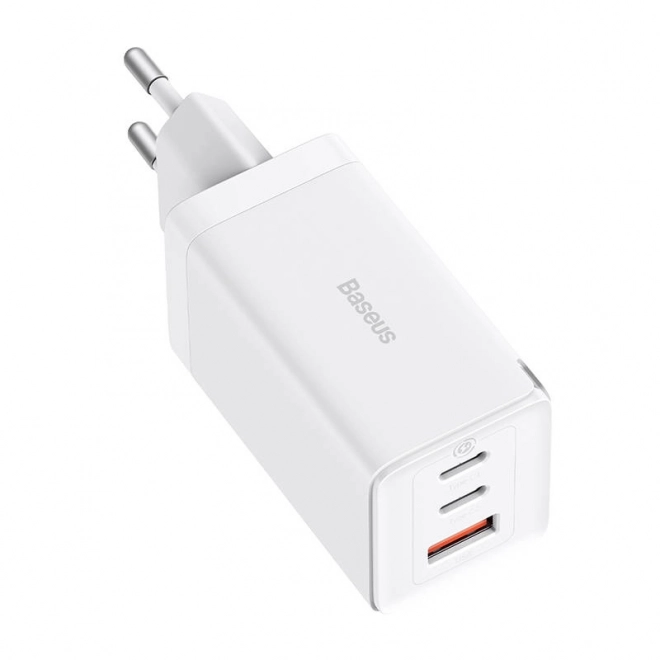 Baseus töltő GaN5 Pro 2xUSB-C + USB 65W fehér