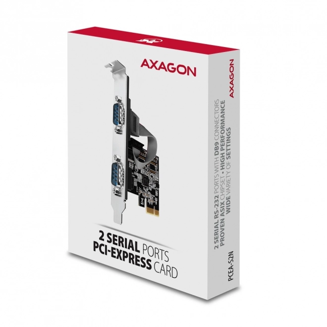 Axagon PCIe 2 portos RS232 soros vezérlő