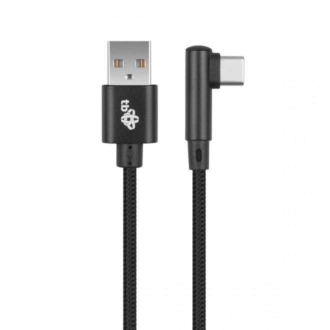 Kábel USB-USB C 1,5m sarok, fekete zsinór