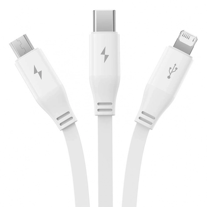 Baseus 3 az 1-ben töltőkábel USB, Micro USB, Lightning 1,1 m fehér