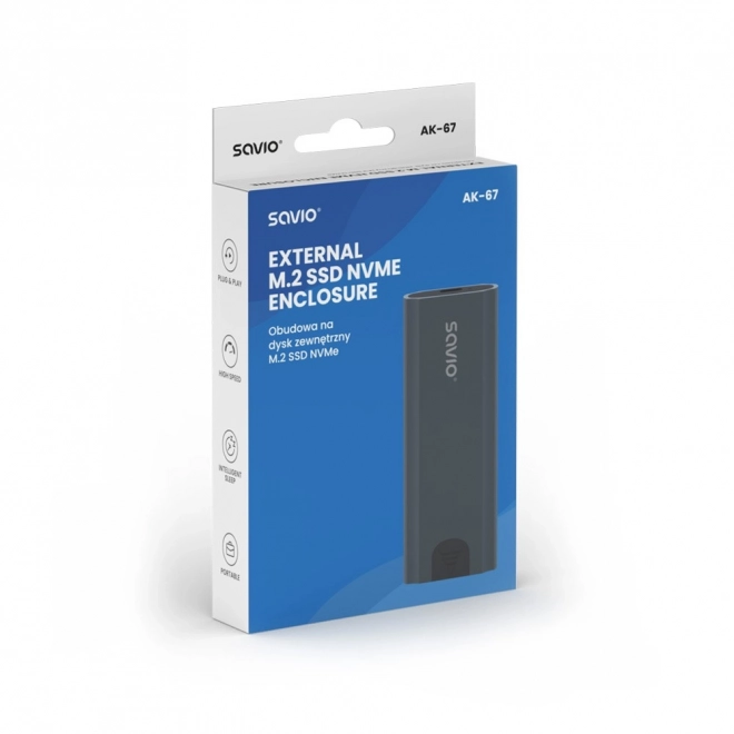 Külső M.2 SSD NVMe ház, USB-C 3.1