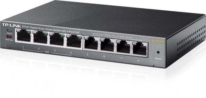 Könnyen kezelhető TP-LINK 8 portos gigabites switch, 4 PoE porttal