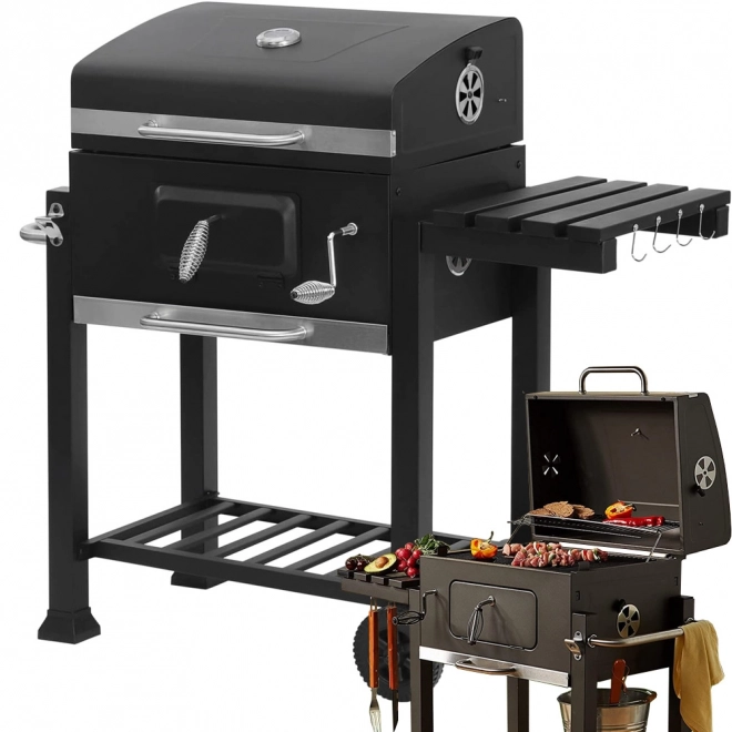 Kerti Grill Faszenes Két Ráccsal és Hőmérővel