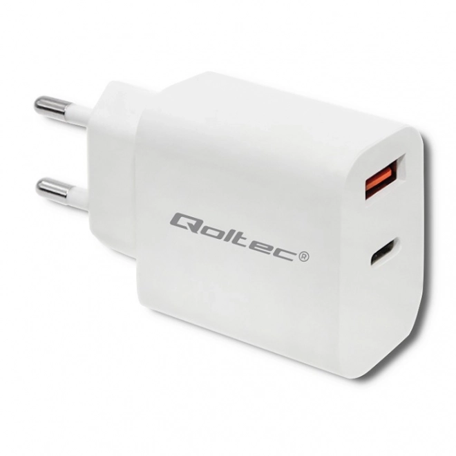 Hálózati töltő 18W USB-C PD, USB QC 3.0 fehér