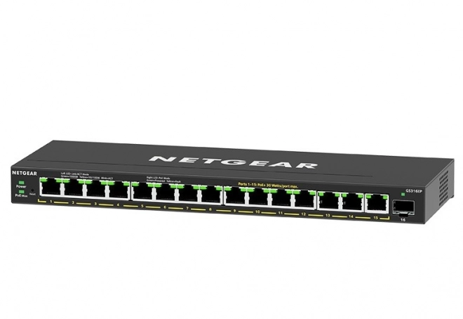 Nagyteljesítményű 16 portos Netgear ethernet switsch PoE+ funkcióval