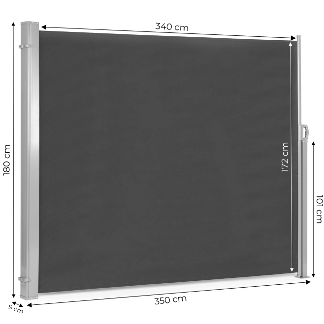 Összecsukható oldalsó napellenző 350x180 cm kerthez vagy teraszhoz antracit