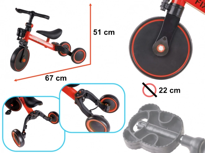 Trike Fix Mini 3 az 1-ben fehér tricikli – Vörös