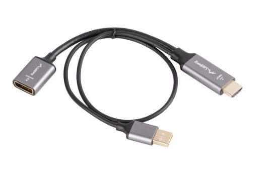 Hdmi-displayport adapter 4K, 20 cm-es kábel, ezüst