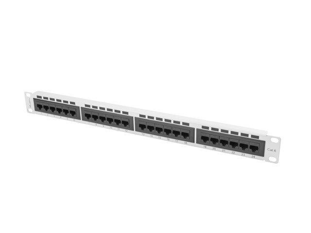 24 portos patch panel 1U kat.6 szürke