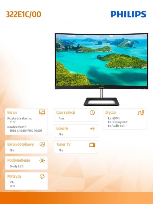 32 hüvelykes ívelt VA monitor HDMI DP