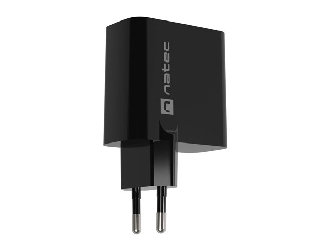 Hálózati töltő Natec Ribera GAN USB-A és USB-C 45W fekete