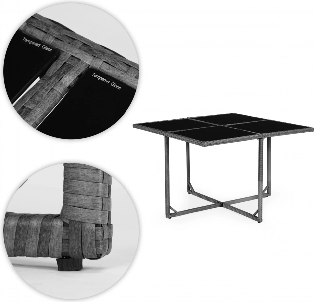 Kerti bútorkészlet rattan megjelenéssel – 4 fotel, 4 puff, MultiGarden asztal