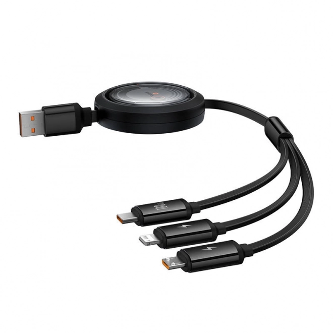 Baseus Free2Draw 3 az 1-ben töltőkábel USB, Lightning, microUSB fekete 100W 1,1m