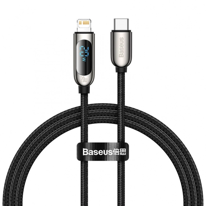 Baseus USB-C Lightning Kábel beépített kijelzővel és 20W gyorstöltéssel - Fekete