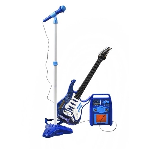 Elektromos gitár mikrofon és erősítővel gyerekeknek