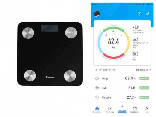 Bluetooth-os intelligens fürdőszobai mérleg