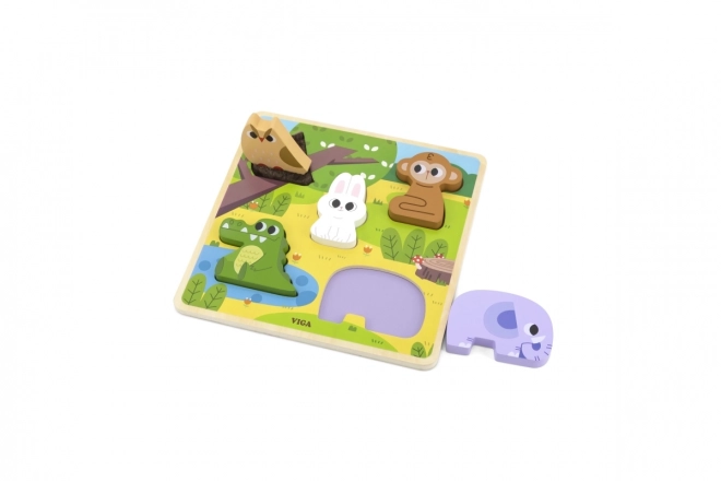 Viga fából készült erdei állatos puzzle